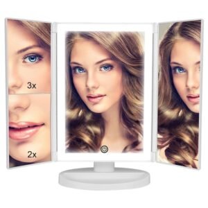 ekd 0389 tri fold makeup mirror with lights